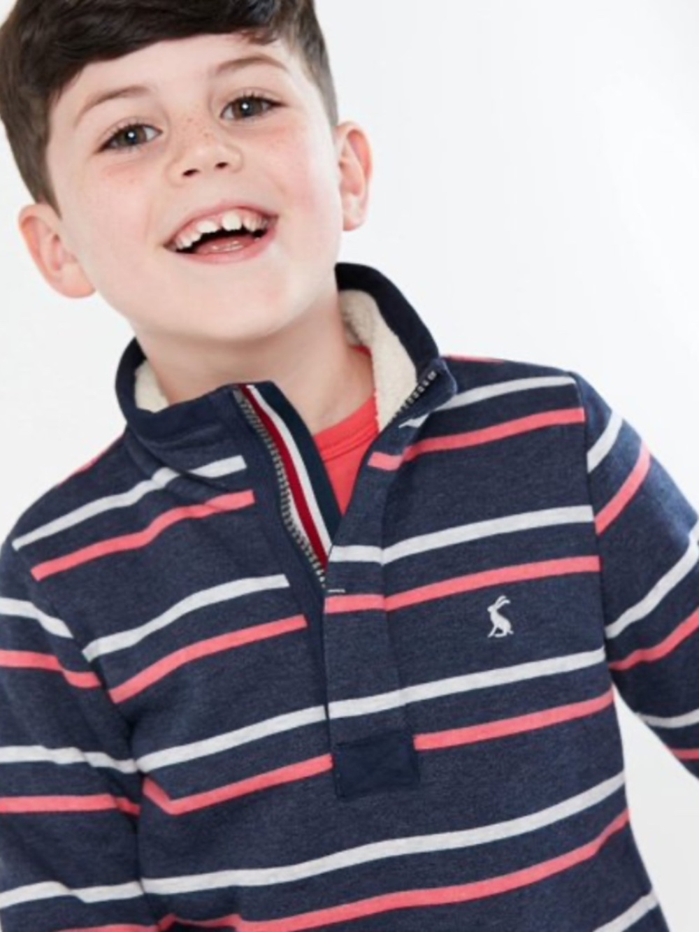 NWT Joules Boy's Winter Dale Navy Marl Fleece Sweatshirt Pullover 1/4 Zip 5